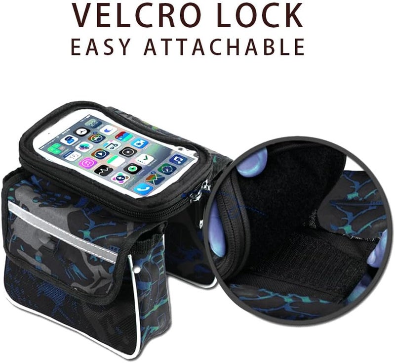 YERGOFE Bike Frontbar Bike Bag - Blue - Bicycle Accessories for Adult Bikes， Waterproof，Compatible Phone - Image 2
